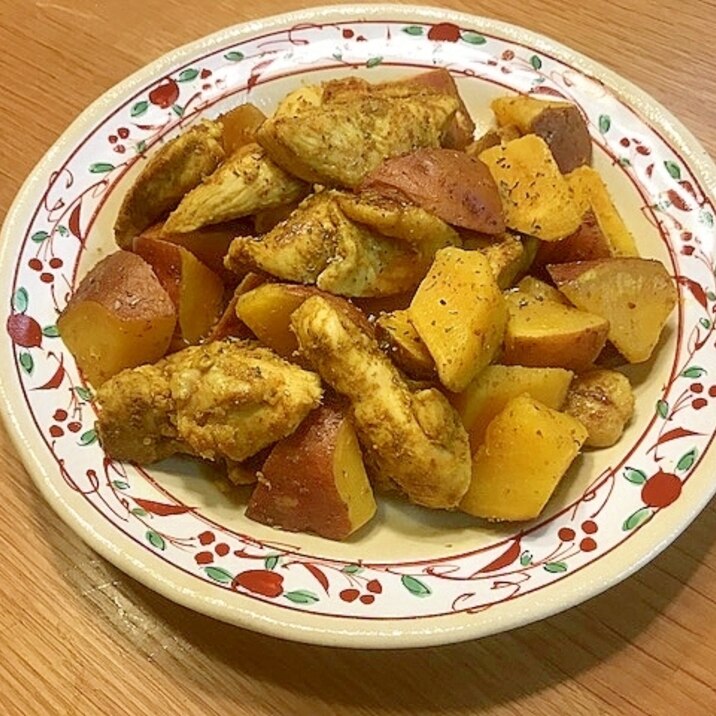 さつまいもと鶏肉のカレー炒め